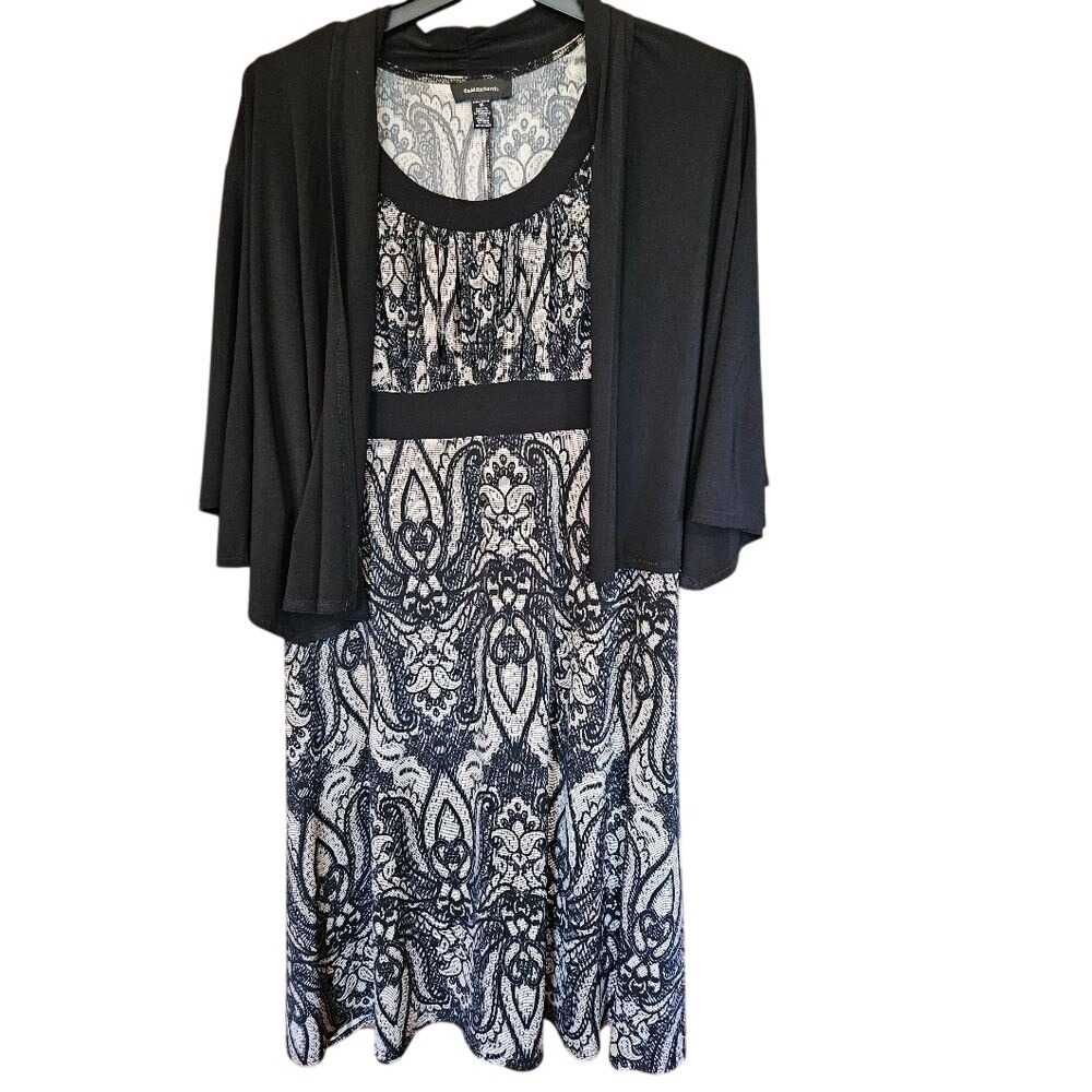 R‎ & M Williams Women's 16 Dress And Jacket Black With Tan Patterned Detail